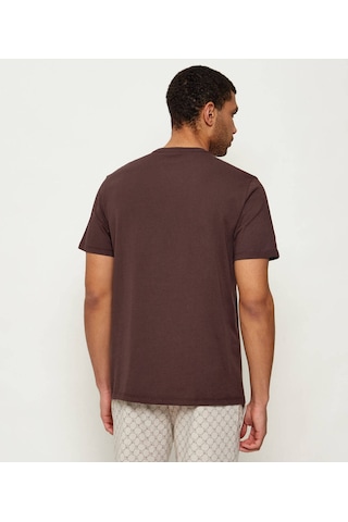 Erkek Normal Kalıp %100 Pamuklu Logo Desenli Kısa Kollu Kahverengi T-shirt Lv14re829g-2ın Kahverengi
