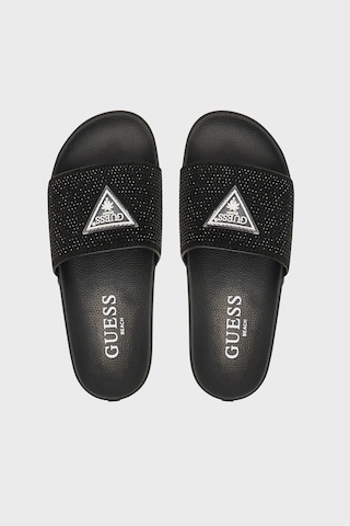 Guess Beach Taşlı Üçgen Logolu Terlik E6gz16bb00f Bayan Terlik E6gz16 Bb00f Jblk Siyah
