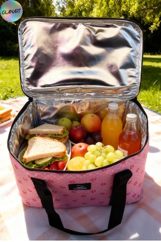 Piknik, Seyahat, Kamp Çantası Sıcak- Soğuk Termos Özellikli 8-10 Saat Muhafaza 40 Litre Pembe