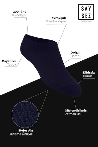 Bambu Erkek Sneaker Laci Çorap Dikişsiz Görünmez Spor Bilek 4'lü Lacivert
