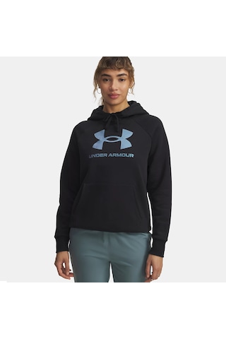 Under Armour Rival Fleece Shimmer Kadın Siyah Kapüşonlu Sweatshirt Siyah
