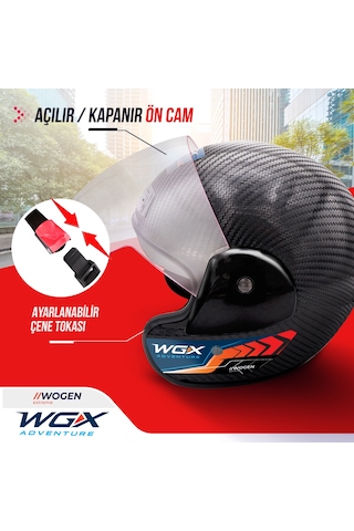 Wogen Karbon Yarım Kask Siyah
