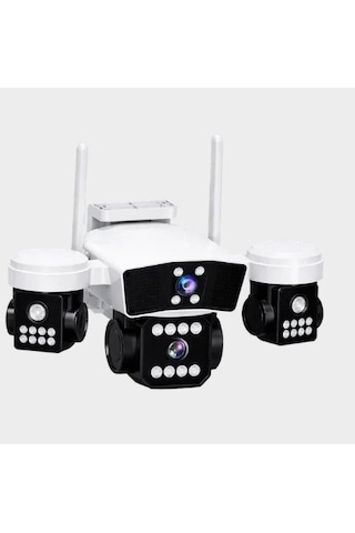 X5 Tech Yt-95w 3mp+3mp+3mp 3 Kameralı Wi-fi Kamera V380 Gece Renkli 360 Derece Led Aydınlatmalı Adap