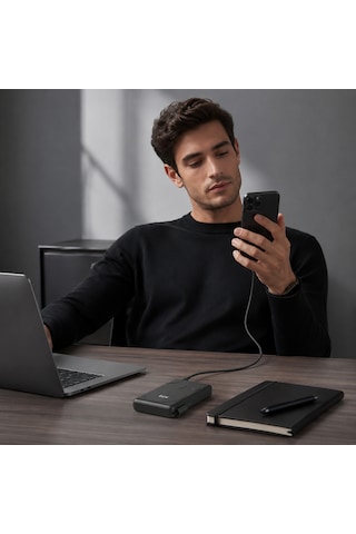 Bix Pb117 10000mah Pd20w Hızlı Şarj Kablosuz Magsafe Telefon Stant Özellikli Mini Powerbank Siyah