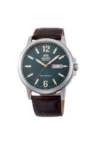 Orient Ra-aa0c06e39b Kurmalı Otomatik Deri Kahverengi Yeşil Kadran 42 Mm Erkek Kol Saati Gri