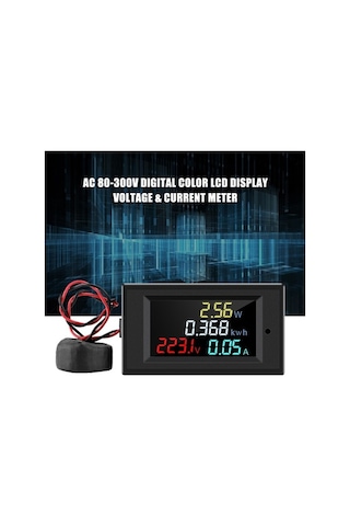 Besthome1 80-300v Ac Renkli Lcd Ekranlı Dijital Voltmetre Ampermetre, 100a Ct Trafosu İle Güç Ve Enerji Ölçümü