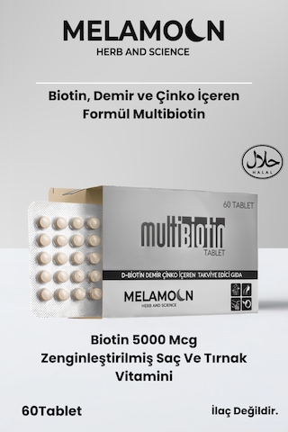 Biotin 5000 Mcg Zenginleştirilmiş Saç Ve Tırnak Vitamini - Demir Ve Çinko Katkılı 60 Tablet
