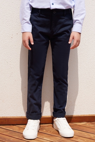 AC&Co / Altınyıldız Classics Lacivert Slim Fit Dar Kesim Yan Cepli Pamuklu Esnek Çocuk Chino Pantolon Lacivert
