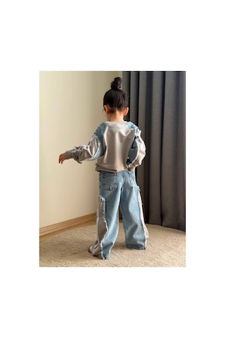 Toikids Kız Çocuk My Style Kot Garnili İkili Takım Gri