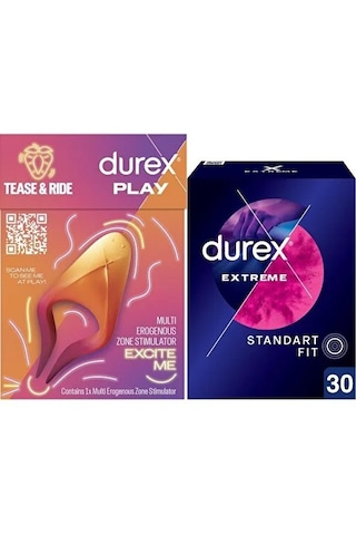 Durex Çoklu Erojen Bölge Uyarıcı + Extreme Ve Tırtıklı Prezervatif 30'lu