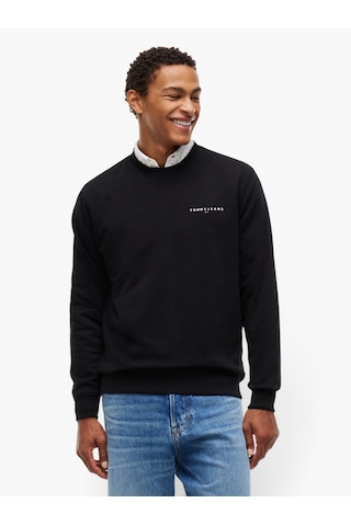 Tommy Hilfiger Tjm Reg Lınear Crew Ext Erkek Siyah Sweatshirt - Dm0dm20249
