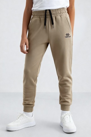 Tommylife Koyu Bej Standart Fit Manşetli İnce Erkek Çocuk Eşofman Alt - 11062 Koyu Bej
