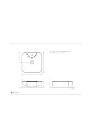 Seramiksan Form Batarya Delikli Lavabo Kare 42 CM