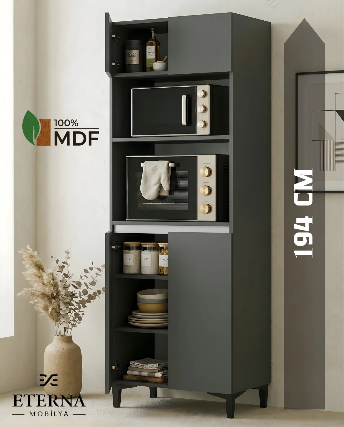 Fırın Dolabı Mikrodalga Fırın Dolabı Mutfak Dolabı Kiler Dolabı Erzak Dolabı Antrasit