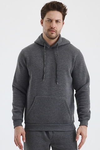 Monox Erkek Kapşonlu 3 İplik Sweatshirt Antrasit