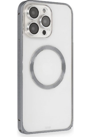 Apple Uyumlu iPhone 15 Pro Kılıf Kamera Lensli Metal Çerçeve Bumper Kilitli Kapak