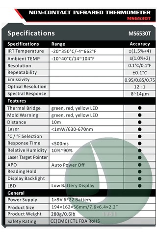 Mastech Ms6530t Temassız / İnfrared Termometre
