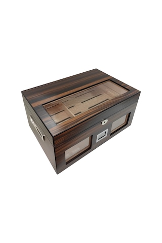 Falconetti Kahve 2 Katlı Camlı Dijital Humidor Puro Kutusu rc59kh