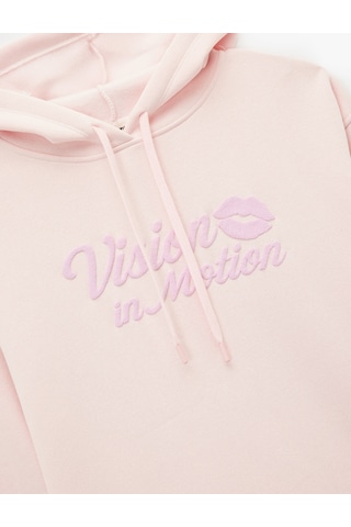 Koton Uzun Kollu Kapüşonlu Baskılı Oversize Sweatshirt Pembe 6wal10550ık Gül