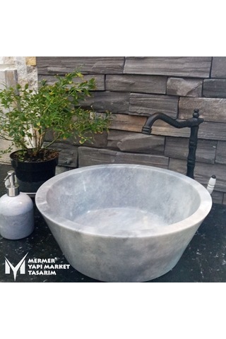 Gri Mermer V Model Lavabo