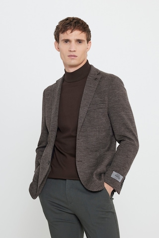 Ac&Co / Altınyıldız Classics Erkek Khv Slim Fit Dar Kesim Mono Yaka Yünlü Armürlü Torba Cepli Blazer Ceket Khv Kahverengi