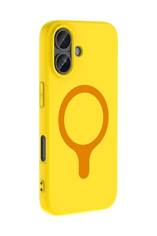 iPhone Uyumlu 16 Kılıf M-safe Şarj Özellikli Klfs Aris Silikon Kapak - Sarı