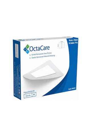 Octacare Yapışkanlı Yara Örtüsü, Elastik Nonwoven Yara Bandı, Steril, Hipoalerjenik, 9cm X 10cm, 10 Adet 10 Lu Paket