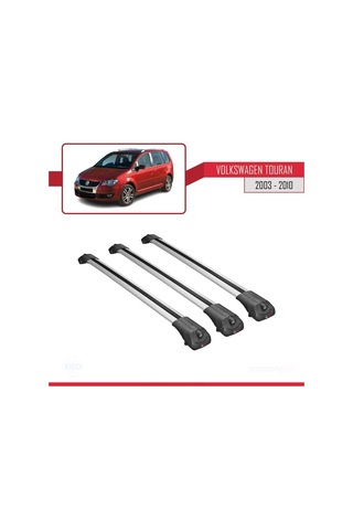 Volkswagen Touran 2003-2010 Arası İle Uyumlu Ace-1 Ara Atkı Tavan Barı Gri 3 Adet Bar