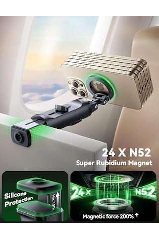 Magsafe Cep Telefonu Tutucu, Uçak, All-in-1 Seyahat Cihazı, 360 Dönebilir, Uzatılabilir Selfie Çubuğu, Tripod Ve Uzaktan Kumandalı, Cep Telefonu Standı, Apple iPhone Uyumlu, , Android Akıllı