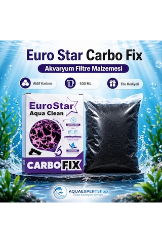 Euro Star - Carbo Fix - Akvaryum Filtre Malzemesi - Aktif Karbon - Üstün Temizlik Gücü - 500 Ml - File Hediyeli