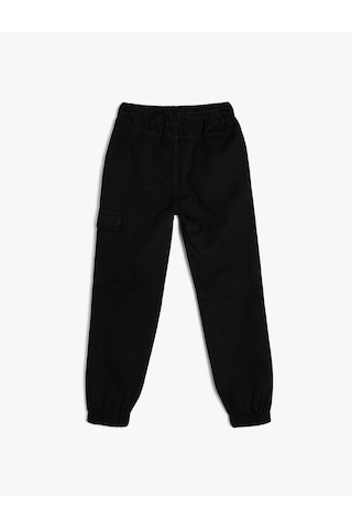 Koton Beli Bağcıklı Cep Detaylı Pamuklu Jogger Eşofman Altı Siyah 5wkb40083tw Siyah