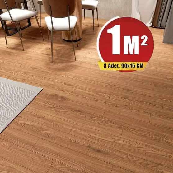8 Adet, 90x15 Cm 1 M² Yer Döşemesi Esnek Silinebilir Zemin Duvar Parke Kendinden Yapışkanlı
