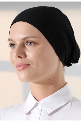 Ardün Hijab Siyah Önü Dikişli Pamuklu Bone Esnek Rahat Günlük Kullan Tesettür İç Bone Siyah - 936486647 Siyah