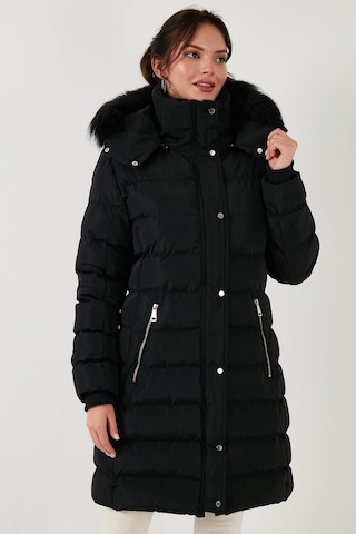 Lela  Regular Fit Çıkarılabilir Kapüşonlu Fermuarlı Cepli Şişme Bayan Mont 497Emily Siyah