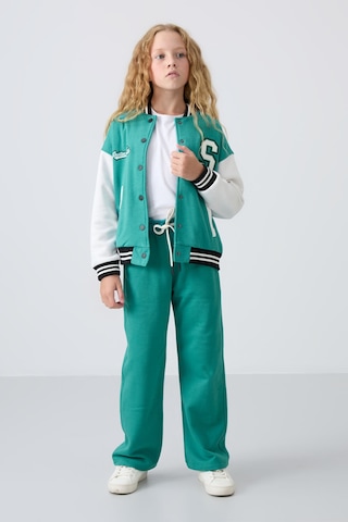 Tommy Life Deniz Yeşil Pamuklu İçi Tüylü Yumuşak Dokulu Standart Fit Nakışlı Kız Çocuk Kolej Ceket - 75163 Yeşil