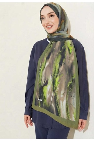 Flora Tekstil Desenli Bambu Kraş Şal-haki Yağ-yeşil 00-yeşil