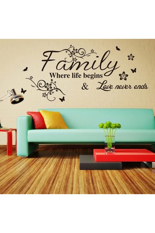 Hombey Siyah Pvc Çiçekli Sarma Duvar Sticker, Su Geçirmez, Kolay Uygulama, 57x28cm, Odalar İçin Dıy Dekorasyon