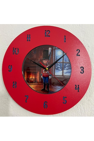 Kişiye Özel İsimli Çocuk Odası Duvar Saati Epoksi Dolgulu 35 Cm Masallar Serisi Kırmızı - Mavi