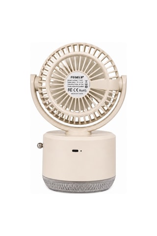 Fegel FG-03 Masaüstü Şarjlı Nemlendiricili Otomatik Dönüşlü LED Işıklı Fan