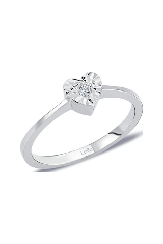 Lova 0,50 Karat Efektli Pırlanta Kalp Tektaş Yüzük - 1020431