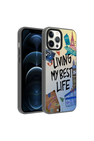 Apple Uyumlu iPhone 12 Pro Max Uyumlu Desenli Zore Dragon Sert Kılıf-seyahat Seyahat -