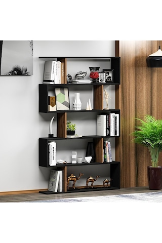 Core Kitaplık - Siyah / Ceviz