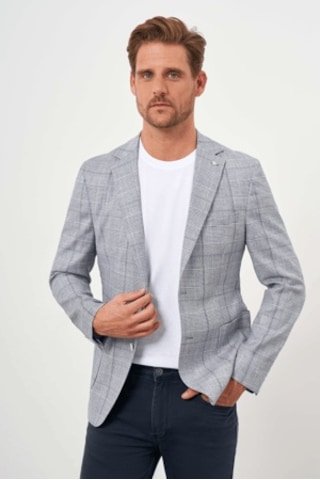 Morven Erkek Lacivert Dokuma Slim Fit Torba Cep Mono Yaka Spor Ceket 24ys002007200 Lacivert