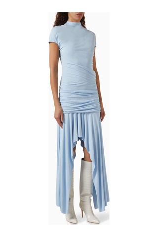 Acne Studios Asimetrik Elbise - - %100 Viskon - Jarse Kumaş - Modern Tasarım Açık Mavi