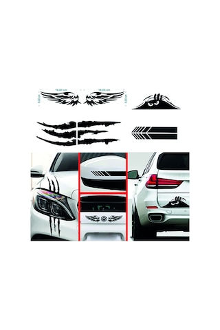 Oto Sticker Mega 4lü Paket Dikiz Kanat Monster Pençe Bagaj Sticke Oto Sticker Mega 4lü Paket Dikiz Kanat Monster Pençe Bagaj Sticke