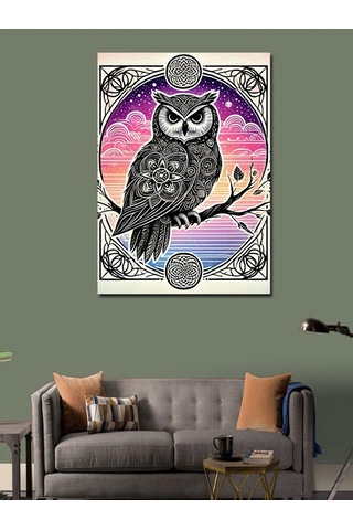 Kanvas Tablo Geometrik Baykuş Motifi 100cmx140cm