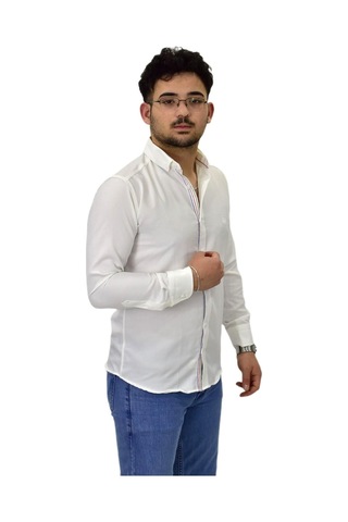 Erkek Spor Silim Fit Gömlek Bgl-st04479 Beyaz