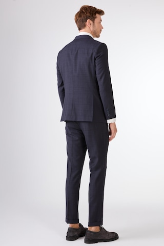Dufy Koyu Lacivert Balıksırtı Slim Fit Erkek Takım Elbise Lacivert