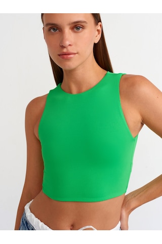 Dilvin Poliamid Crop Top Yeşil