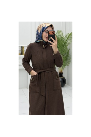 Markadeneme56 Aslı Kaban Kahverengi Kadın Şık Kışlık Uzun Kaban Oversize Günlük Mont Ve Dış Giyim Çok Renkli